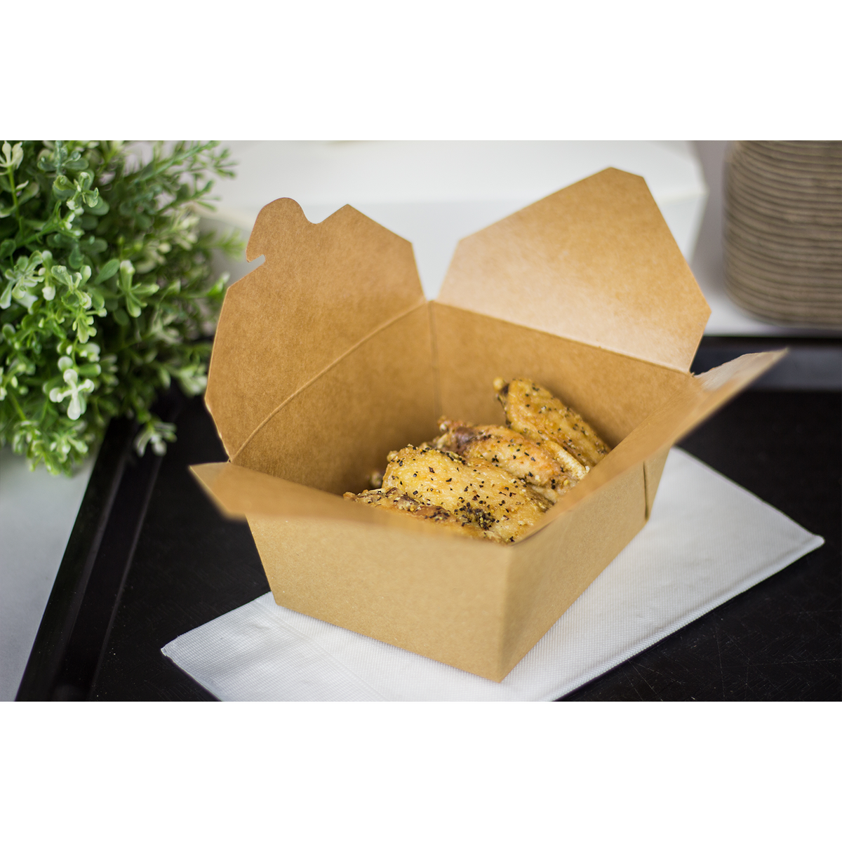 Kraft Microwavable Folded Paper #1 Takeout Boxes - Karat Small Fold-To-Go Container - 30oz - 4.3" X 3.5" X 2.4" - 450 Count-Karat