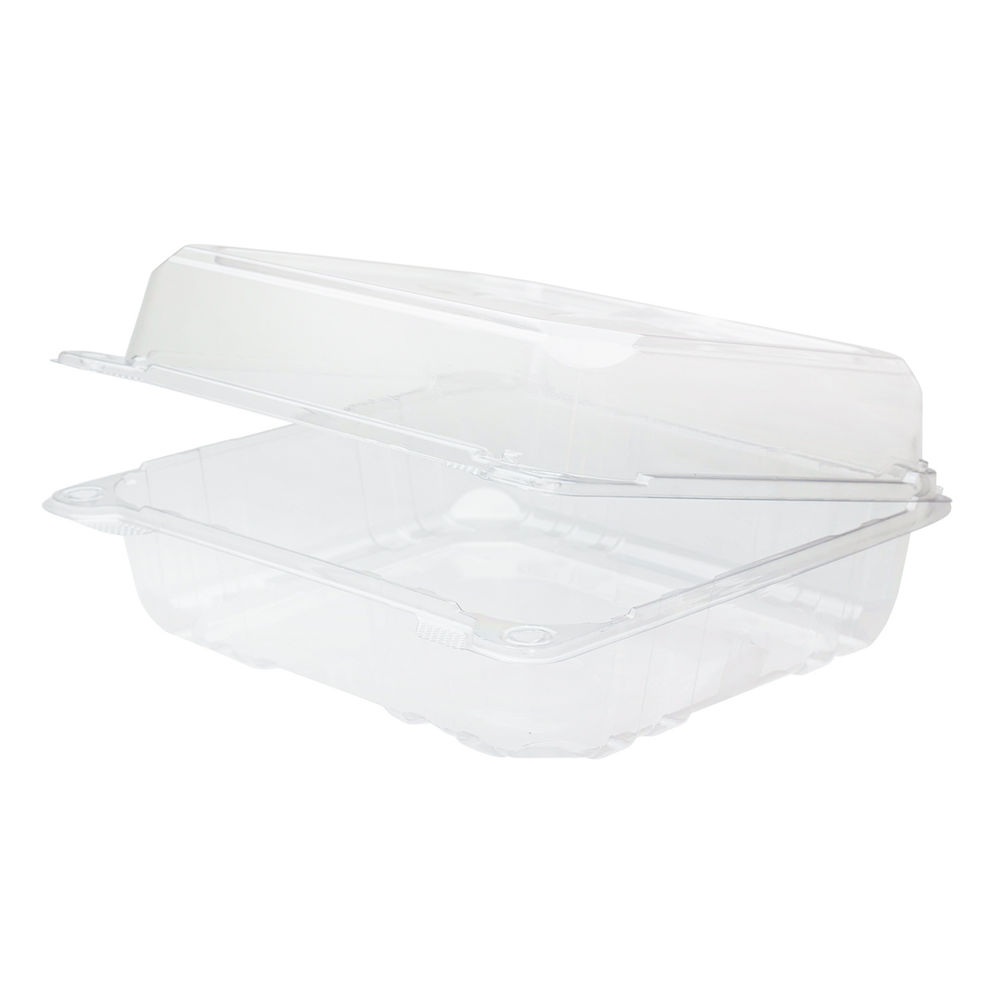 8''x8'' Hinged Containers - Large Clamshell Takeout Boxes - Karat PET Plastic - 250 count-Karat