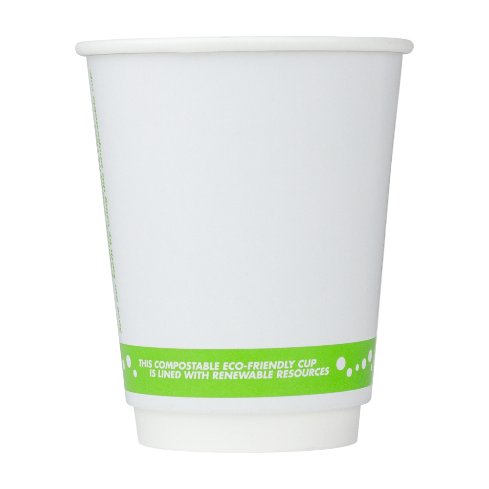 Compostable Insulated Coffee Cups - 8oz Eco-Friendly Insulated Paper Hot Cups - One Cup, One Earth (80mm) - 500 ct-Karat
