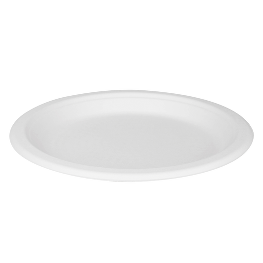 Karat Earth 9'' Compostable Bagasse Round Plates - 500 ct-Karat