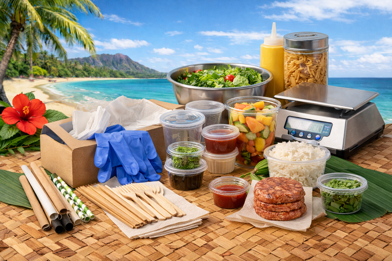 Restaurant disposable supplies including utensils, food service gloves, napkins and straws for restaurants and cafes in Hawaii