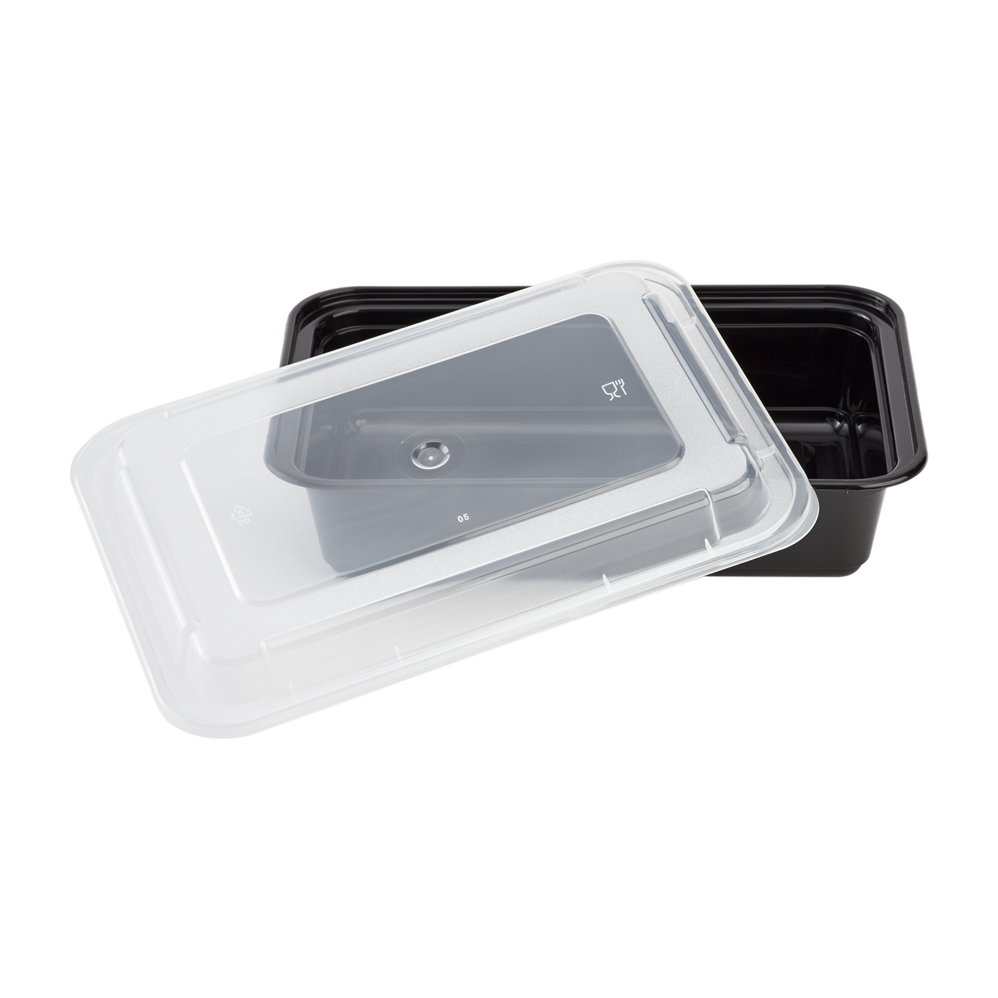 38oz Meal Prep Containers ~ Microwavable Rectangular Food Containers & Lids - Black - 150 ct-Karat