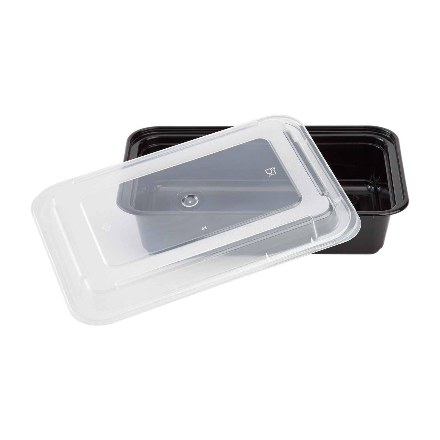 38oz Meal Prep Containers ~ Microwavable Rectangular Food Containers & Lids - Black - 150 ct-Karat