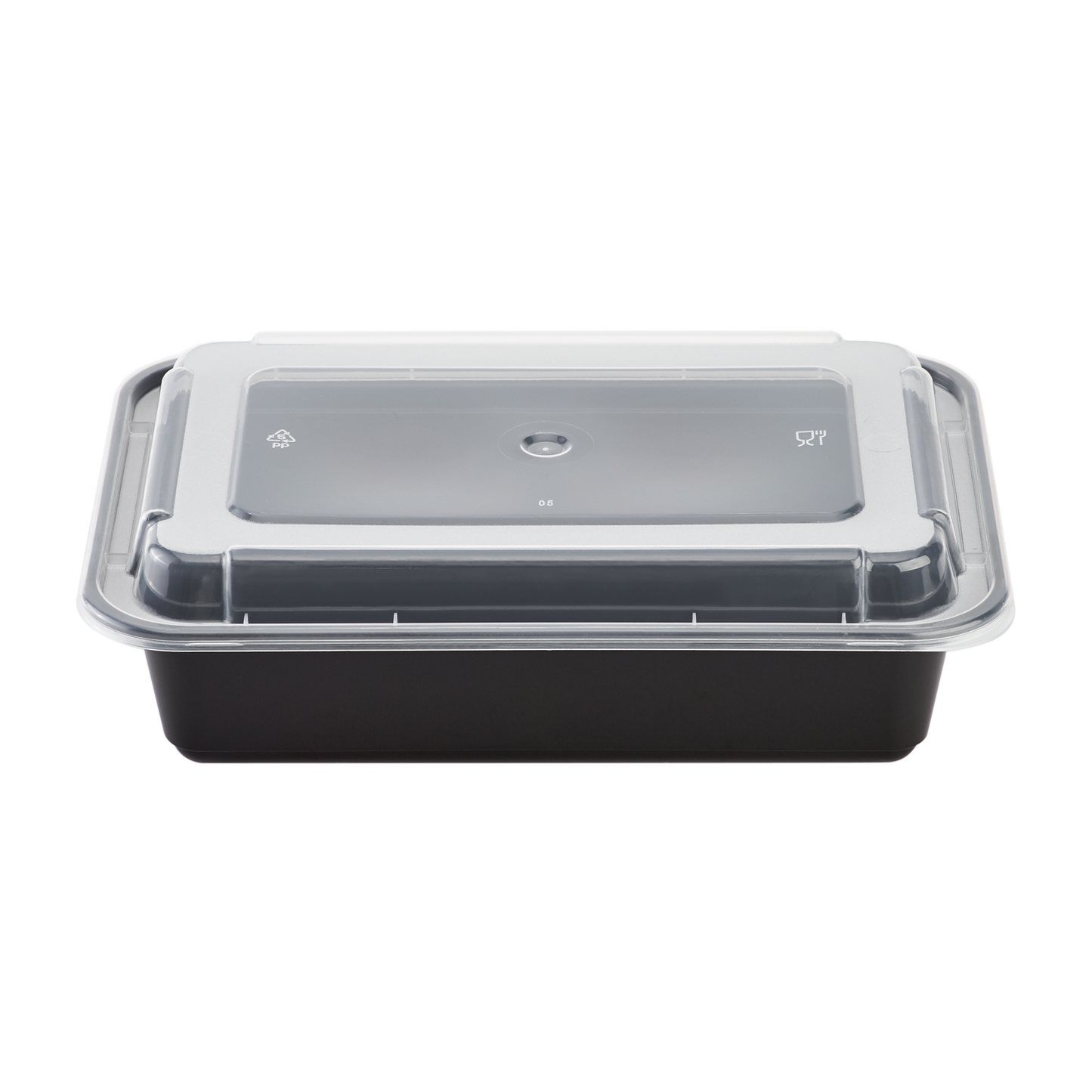 38oz Meal Prep Containers ~ Microwavable Rectangular Food Containers & Lids - Black - 150 ct-Karat