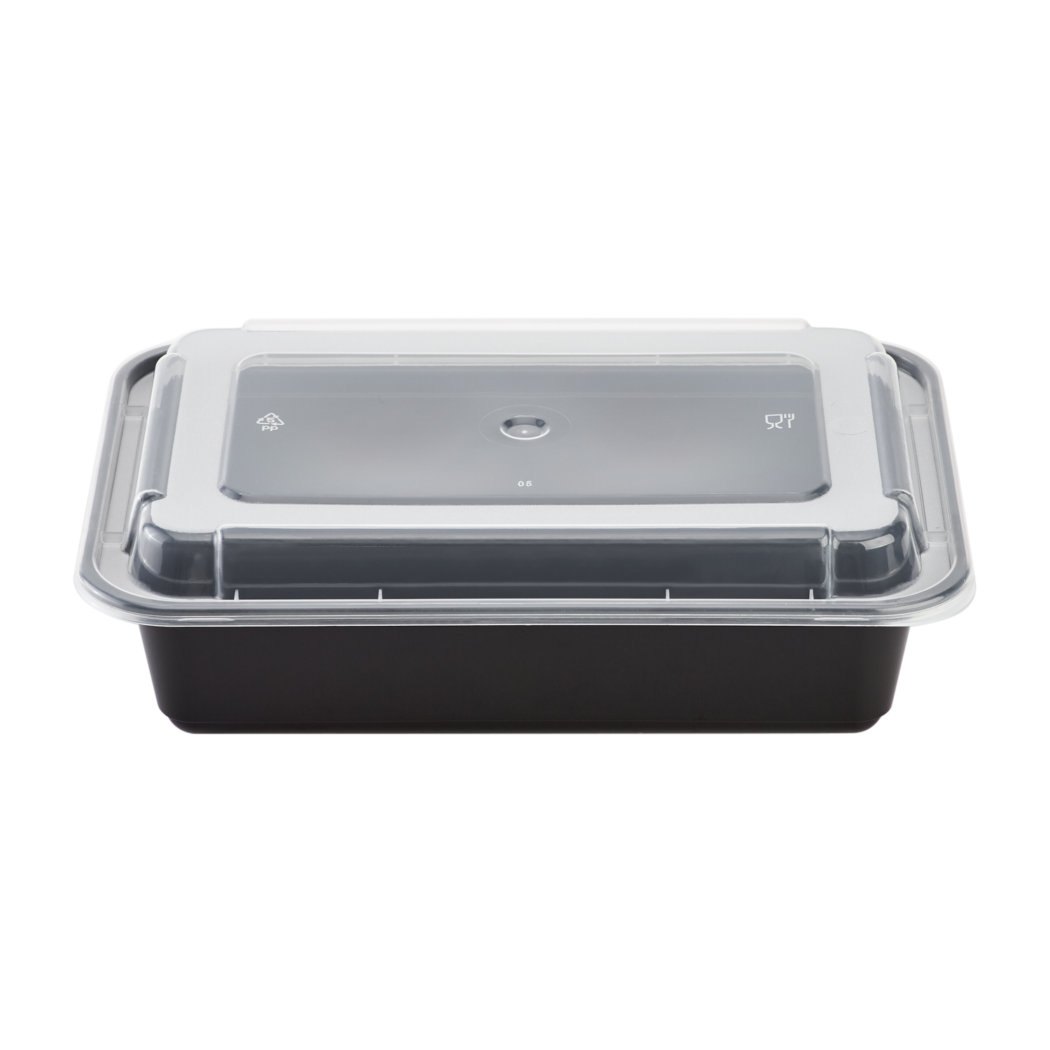 38oz Meal Prep Containers ~ Microwavable Rectangular Food Containers & Lids - Black - 150 ct-Karat