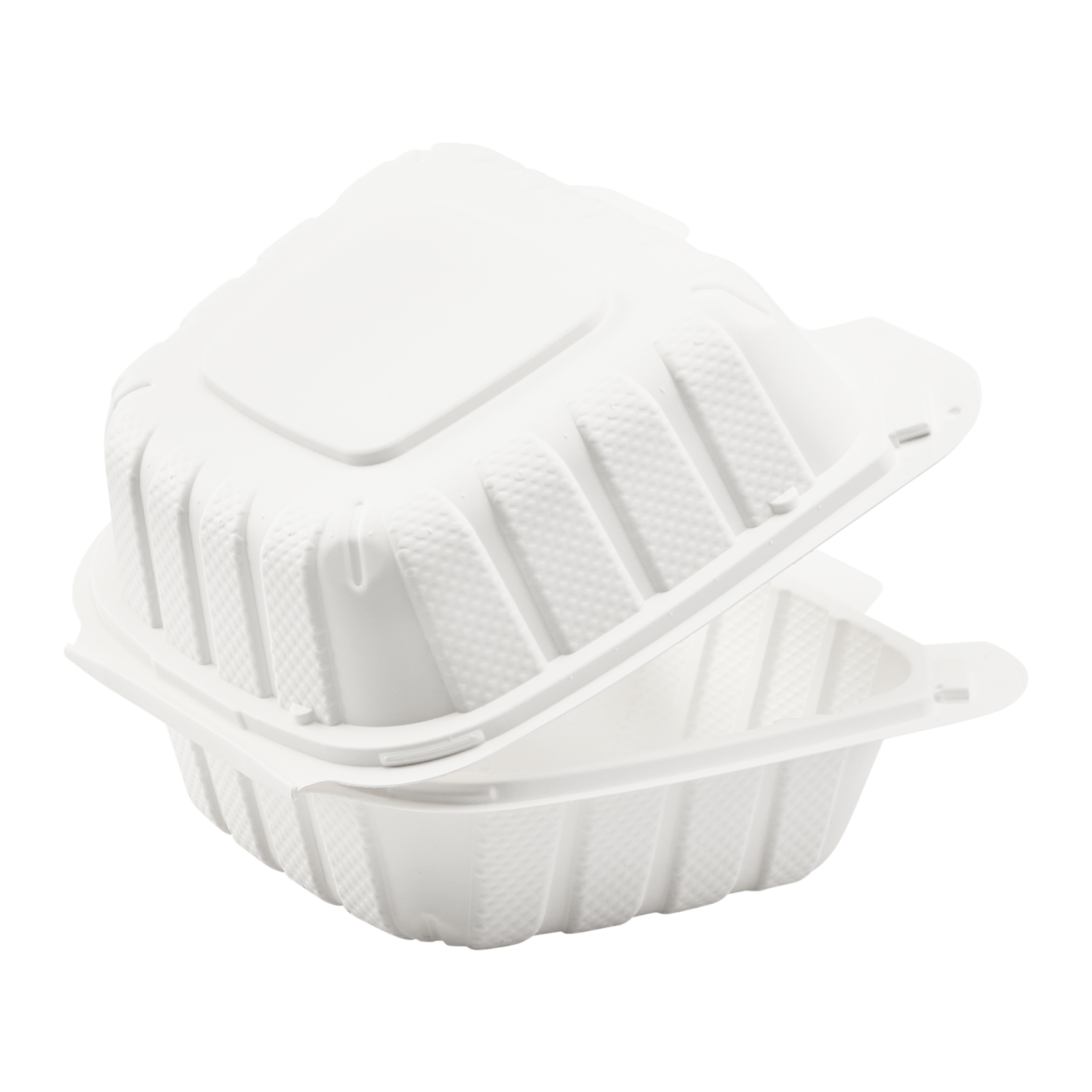 Small White Takeout Boxes - 6"x6" Mineral Filled Hinged Food Containers - Karat Earth - 400 ct-Karat