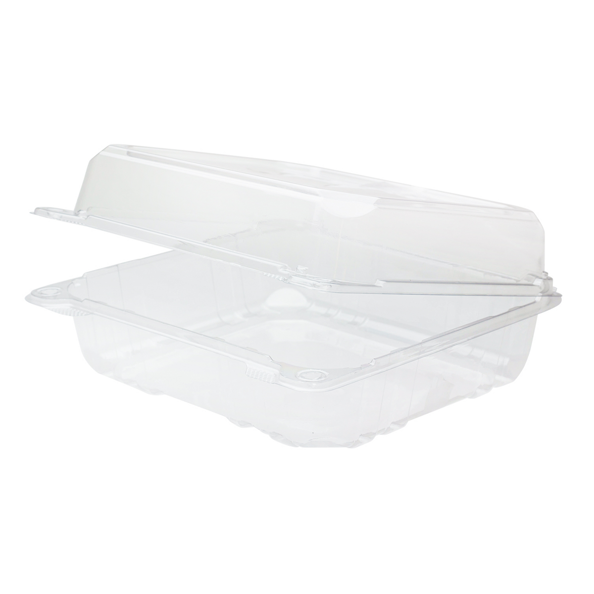 8''x8'' Hinged Containers - Large Clamshell Takeout Boxes - Karat PET Plastic - 250 count-Karat