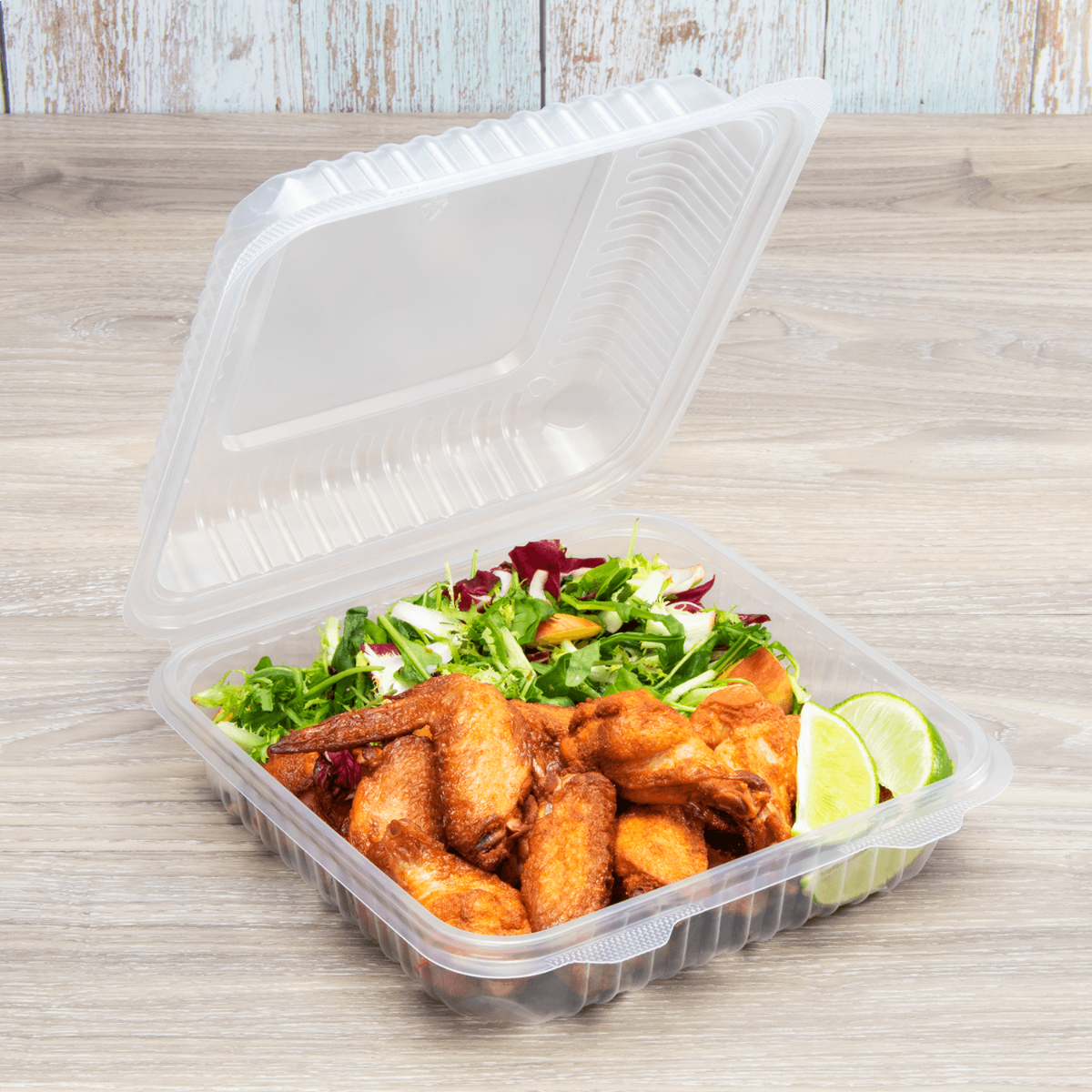 9''x9'' Hinged To Go Box - Extra Large Clamshell Containers - Karat PP Plastic - 200 ct-Karat