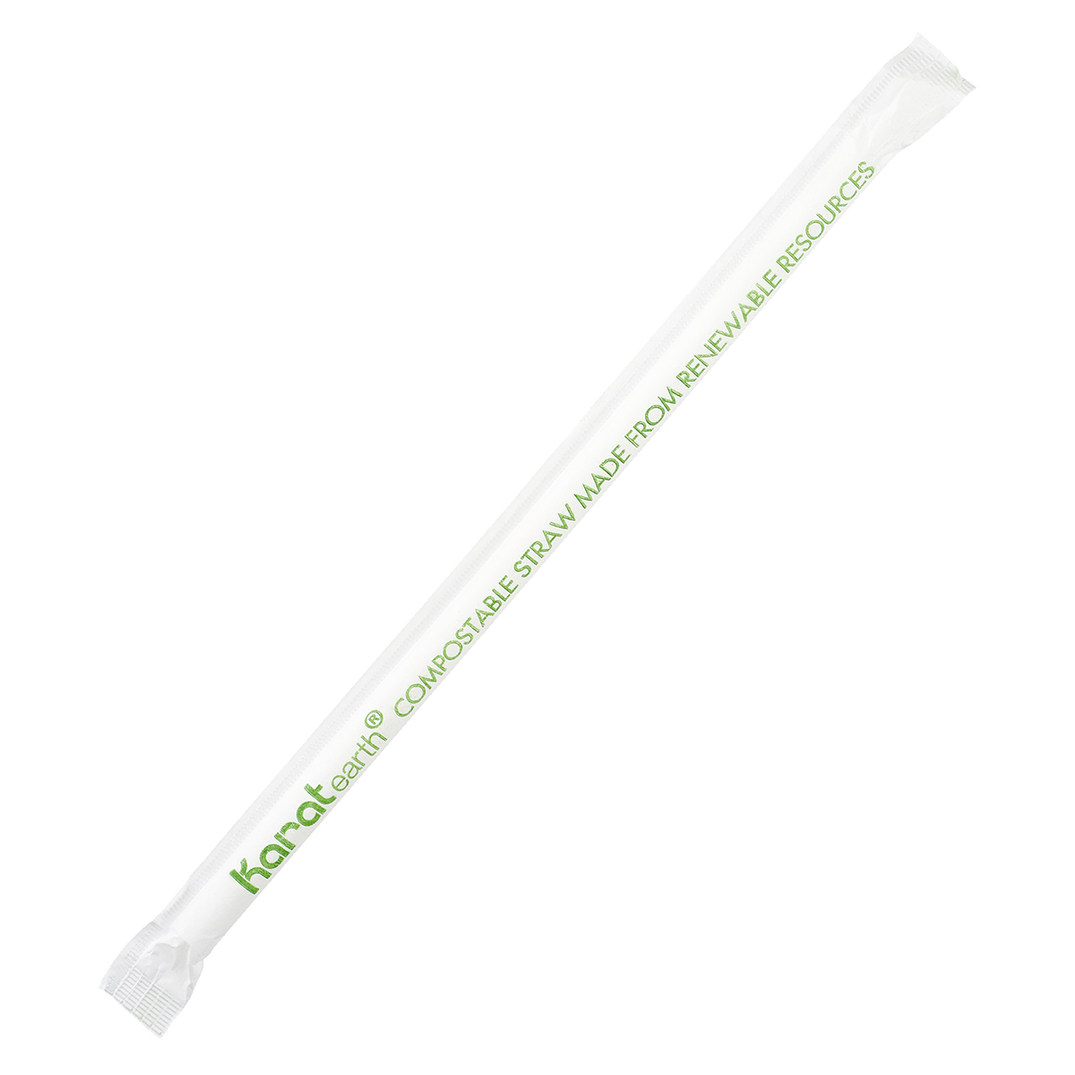 Clear PLA Straws - Karat Earth 10.25" Giant PLA Straws (7mm) Paper Wrapped - Clear - 1200 ct-Karat