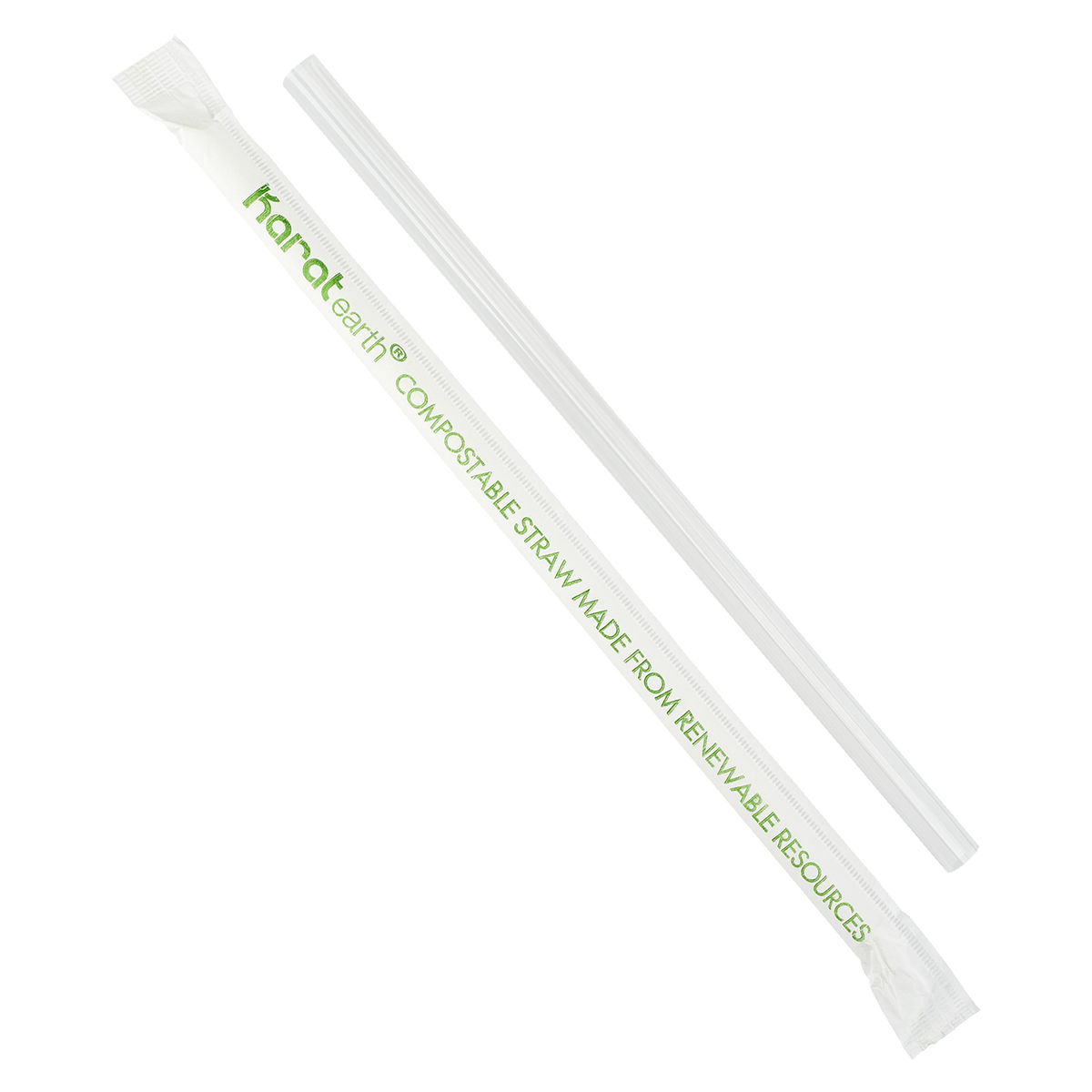 Clear PLA Straws - Karat Earth 10.25" Giant PLA Straws (7mm) Paper Wrapped - Clear - 1200 ct-Karat