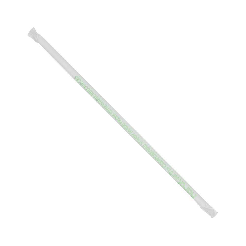 Clear PLA Straws - Karat Earth 10.25" Giant PLA Straws (7mm) Paper Wrapped - Clear - 1200 ct-Karat