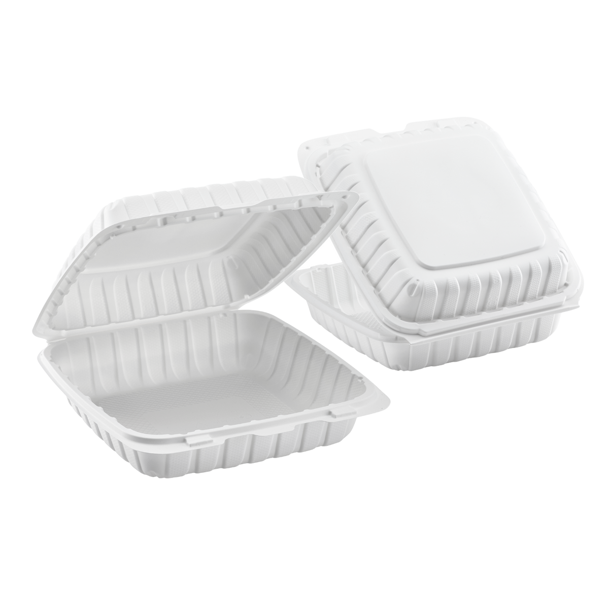 Jumbo White Takeout Boxes - 9"x9" Mineral Filled Hinged Food Containers- Karat Earth 120ct-Karat