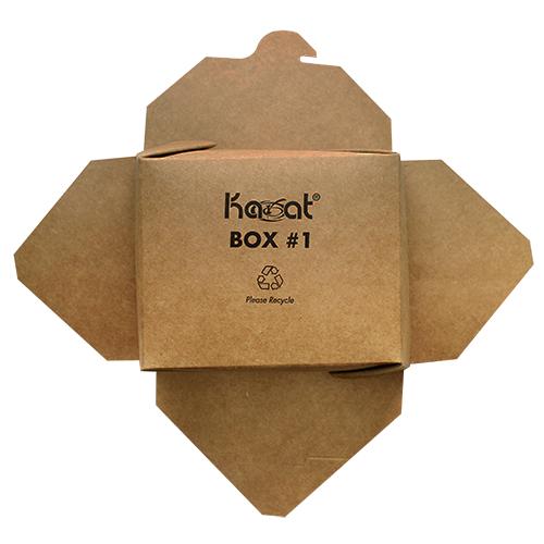 Kraft Microwavable Folded Paper #1 Takeout Boxes - Karat Small Fold-To-Go Container - 30oz - 4.3" X 3.5" X 2.4" - 450 Count-Karat