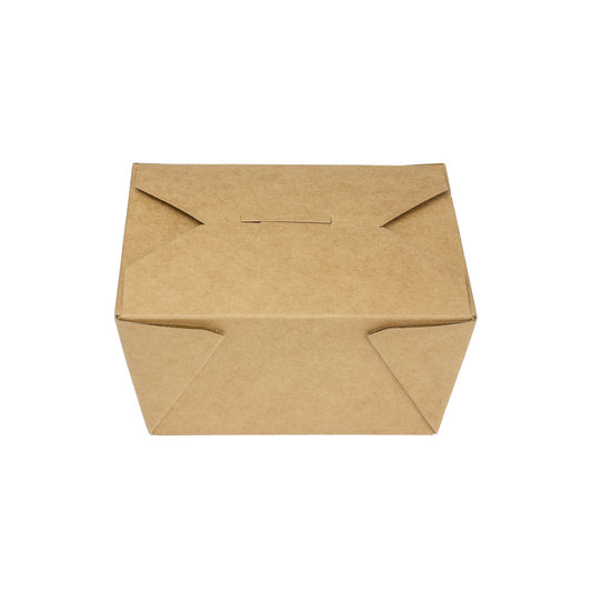 Kraft Microwavable Folded Paper #1 Takeout Boxes - Karat Small Fold-To-Go Container - 30oz - 4.3" X 3.5" X 2.4" - 450 Count-Karat