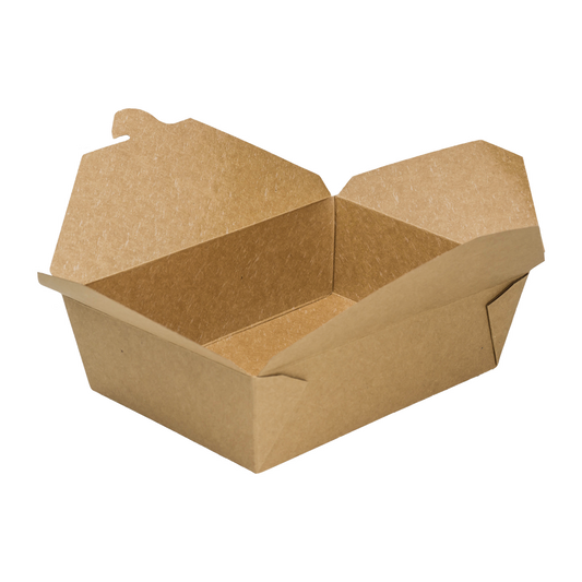 Kraft Microwavable Folded Paper #3 Take-Out Container - Karat Large Fold-To-Go Box - 76oz - 7.8" X 5.5" X 2.4" - 200 Count-Karat