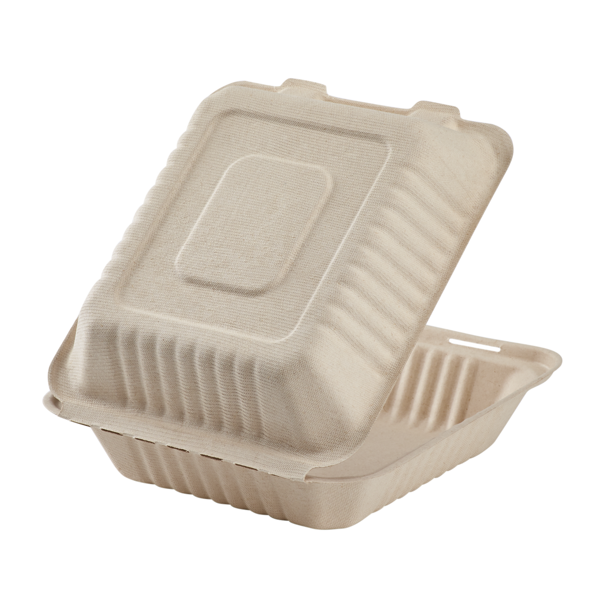 Large Biodegradable Takeout Boxes - Karat Earth 8''x8'' Compostable Bagasse Hinged Containers-Karat