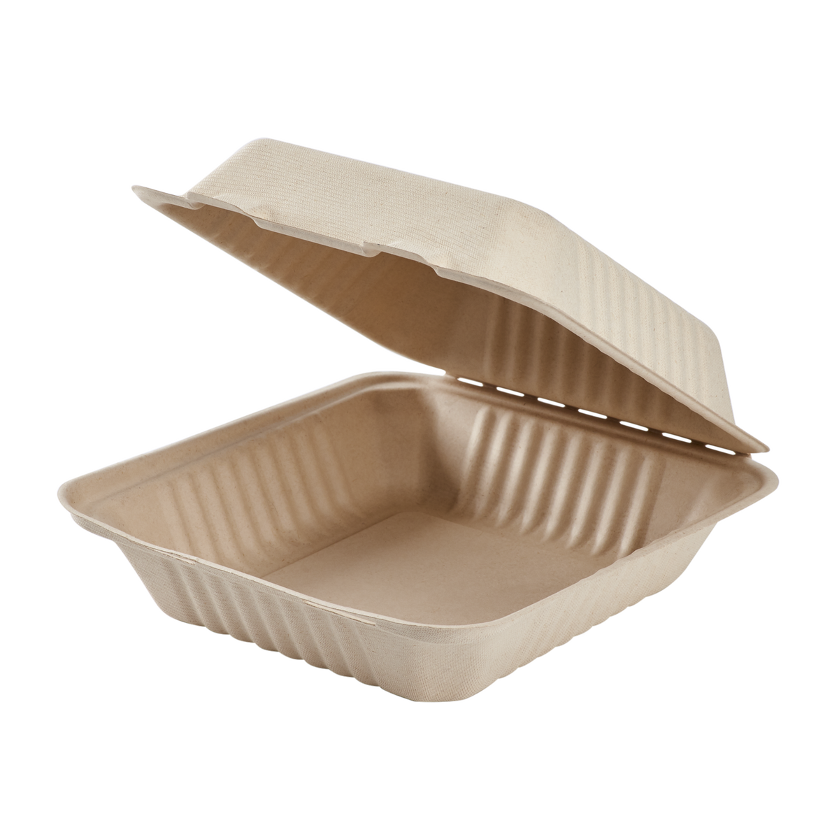 Large Biodegradable Takeout Boxes - Karat Earth 8''x8'' Compostable Bagasse Hinged Containers-Karat