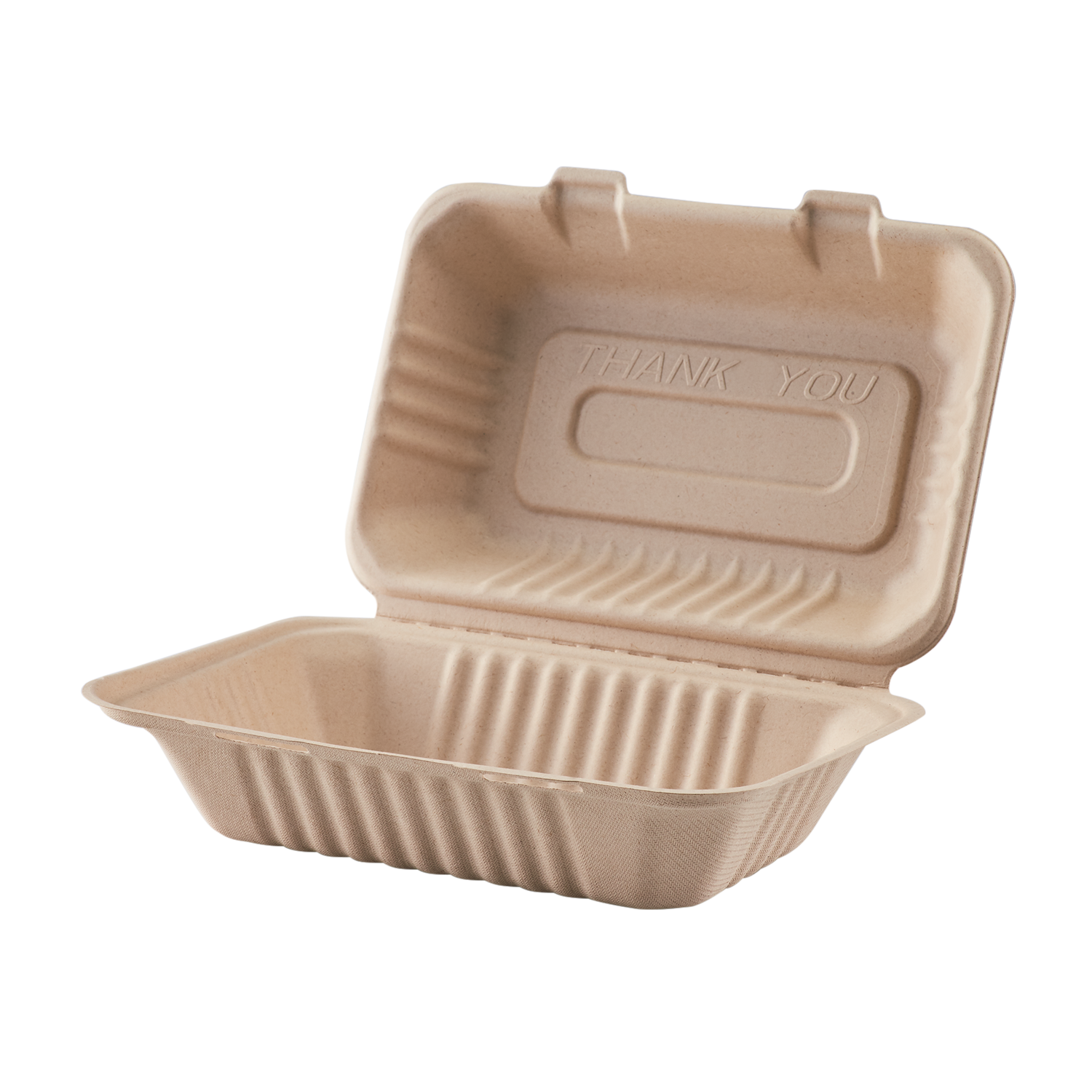 Medium Biodegradable Takeout Boxes - Karat Earth 9''x6'' Bagasse Hinged Containers - 200 ct-Karat