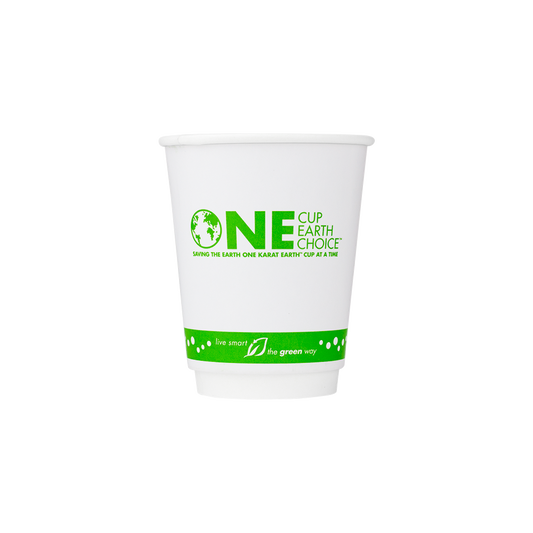 Compostable Insulated Coffee Cups - 8oz Eco-Friendly Insulated Paper Hot Cups - One Cup, One Earth (80mm) - 500 ct-Karat