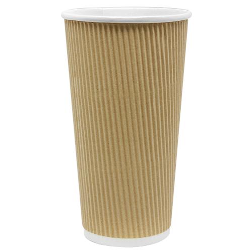 Disposable Coffee Cups - 20oz Ripple Paper Hot Cups - Kraft (90mm) - 500 ct-Karat