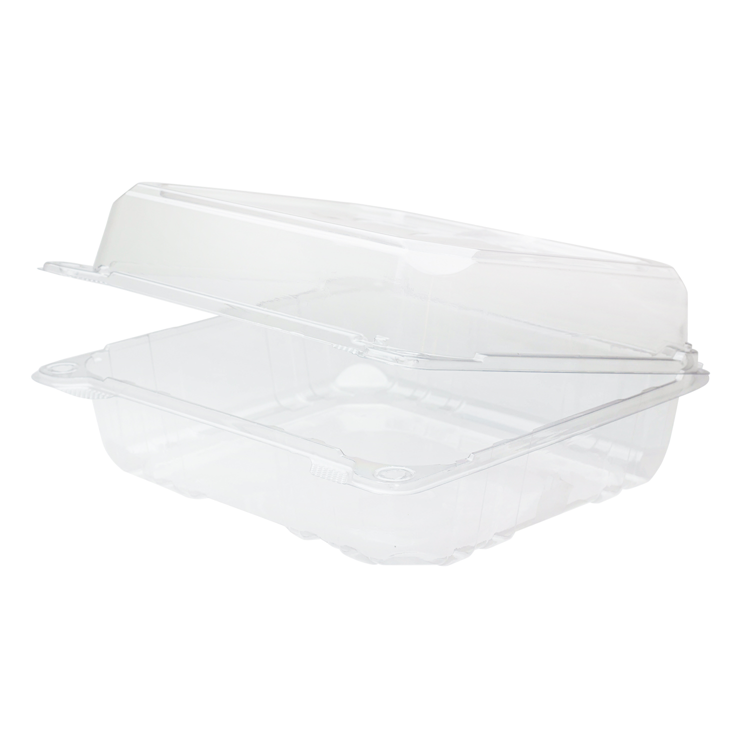 8''x8'' Hinged Containers - Large Clamshell Takeout Boxes - Karat PET Plastic - 250 count-Karat