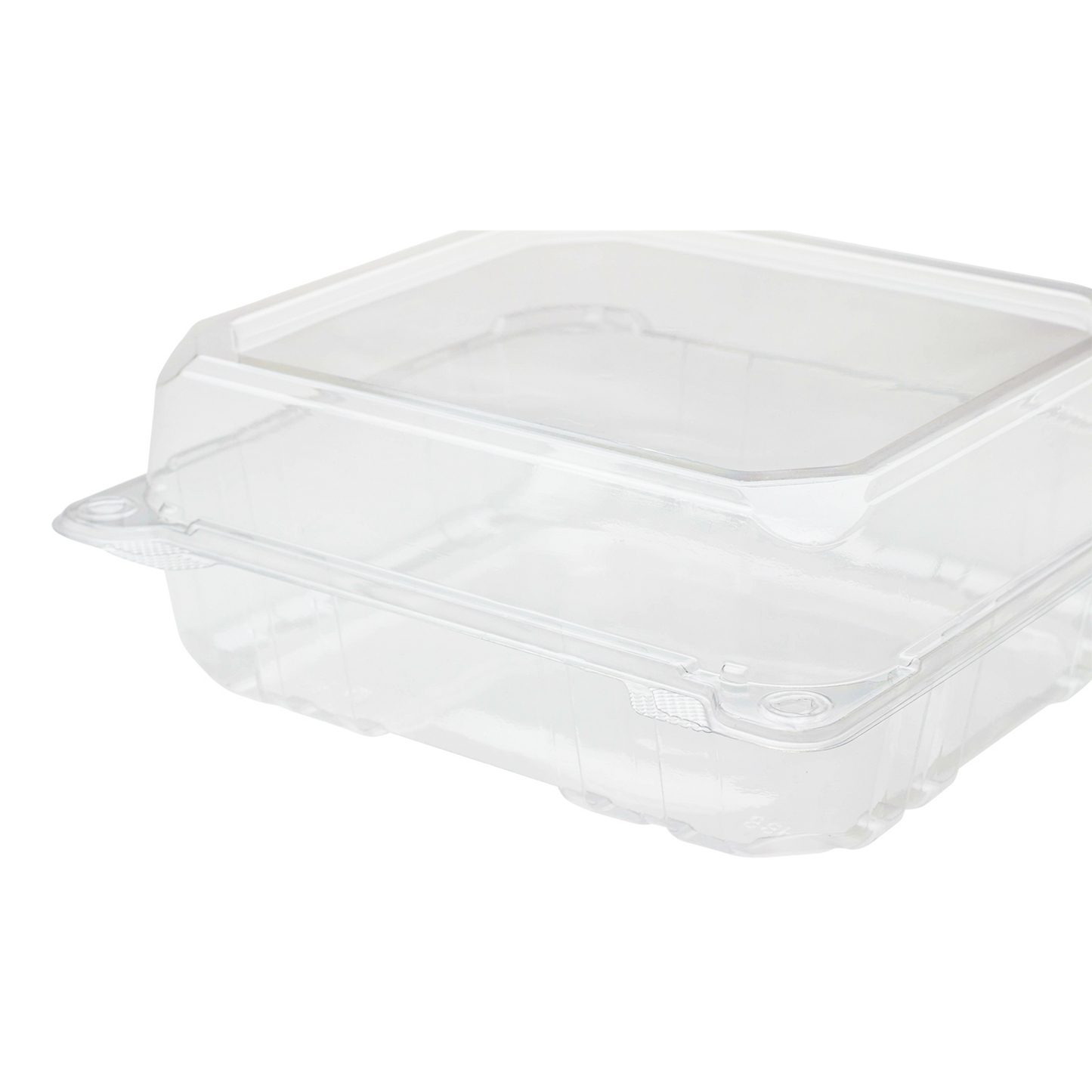 8''x8'' Hinged Containers - Large Clamshell Takeout Boxes - Karat PET Plastic - 250 count-Karat