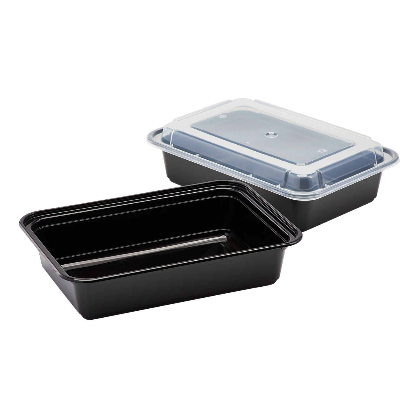 38oz Meal Prep Containers ~ Microwavable Rectangular Food Containers & Lids - Black - 150 ct-Karat