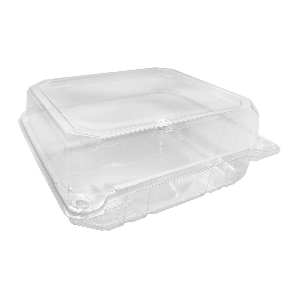8''x8'' Hinged Containers - Large Clamshell Takeout Boxes - Karat PET Plastic - 250 count-Karat