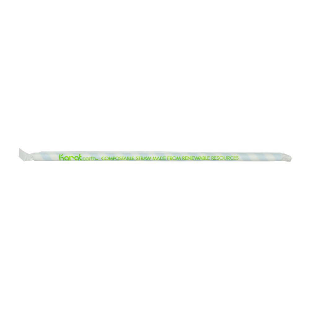 Paper Straws - Karat Earth 10.25" Giant Paper Spiral Straws (7mm) Wrapped - Blue & White (1,200 ct)-Restaurant Supply Drop