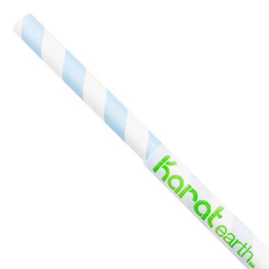 Paper Straws - Karat Earth 10.25" Giant Paper Spiral Straws (7mm) Wrapped - Blue & White (1,200 ct)-Restaurant Supply Drop