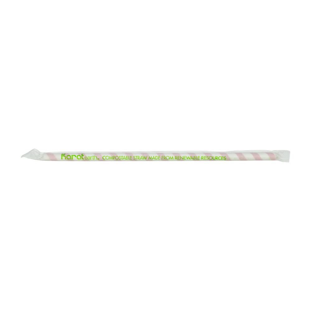 Karat Earth 10.25" Giant Paper Spiral Straws (7mm) Wrapped - Red & White (1,200 ct)-Restaurant Supply Drop