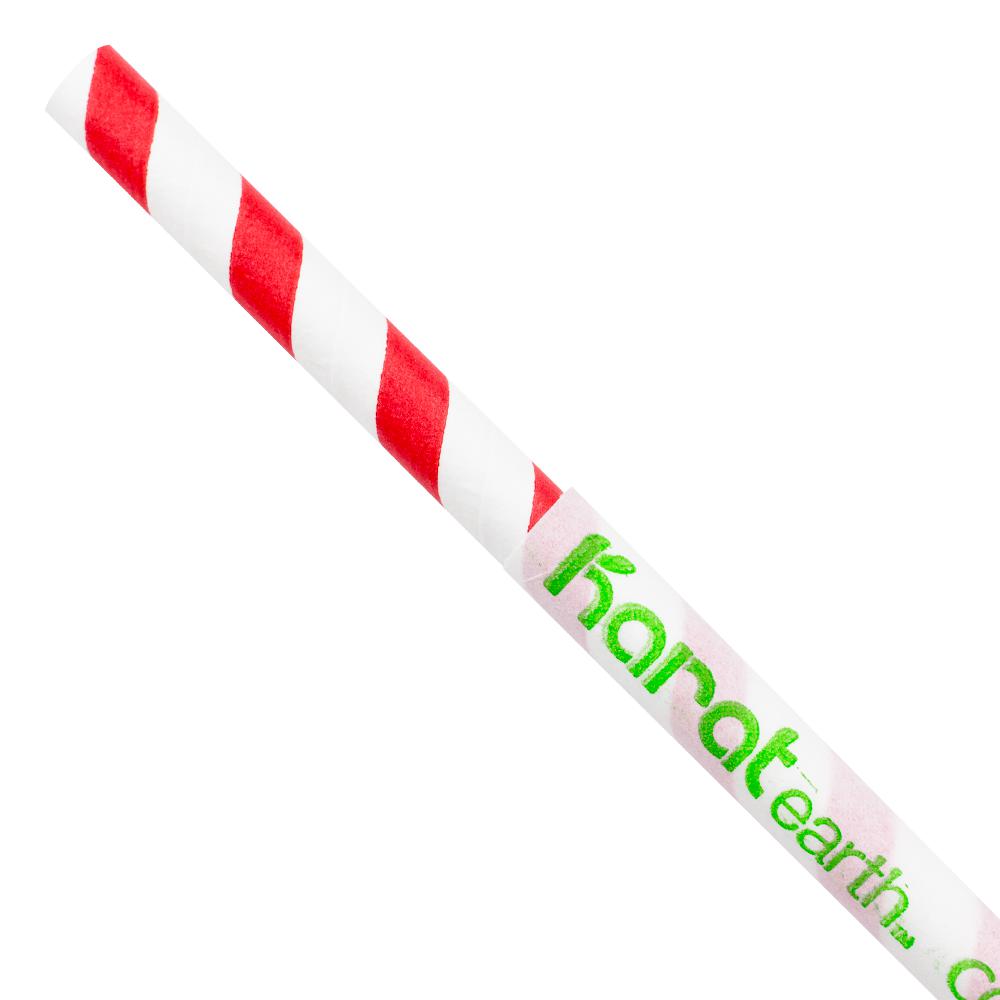 Karat Earth 10.25" Giant Paper Spiral Straws (7mm) Wrapped - Red & White (1,200 ct)-Restaurant Supply Drop