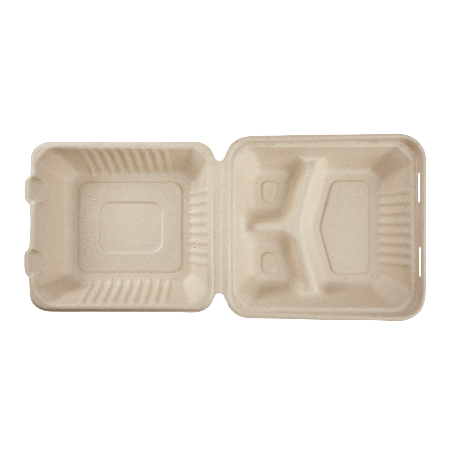 Large Biodegradable 3 Compartment Takeout Boxes - Karat Earth 8''x8'' Bagasse Hinged Containers - 200 ct-Karat