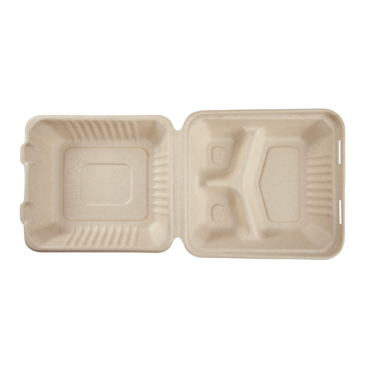 Large Biodegradable 3 Compartment Takeout Boxes - Karat Earth 8''x8'' Bagasse Hinged Containers - 200 ct-Karat