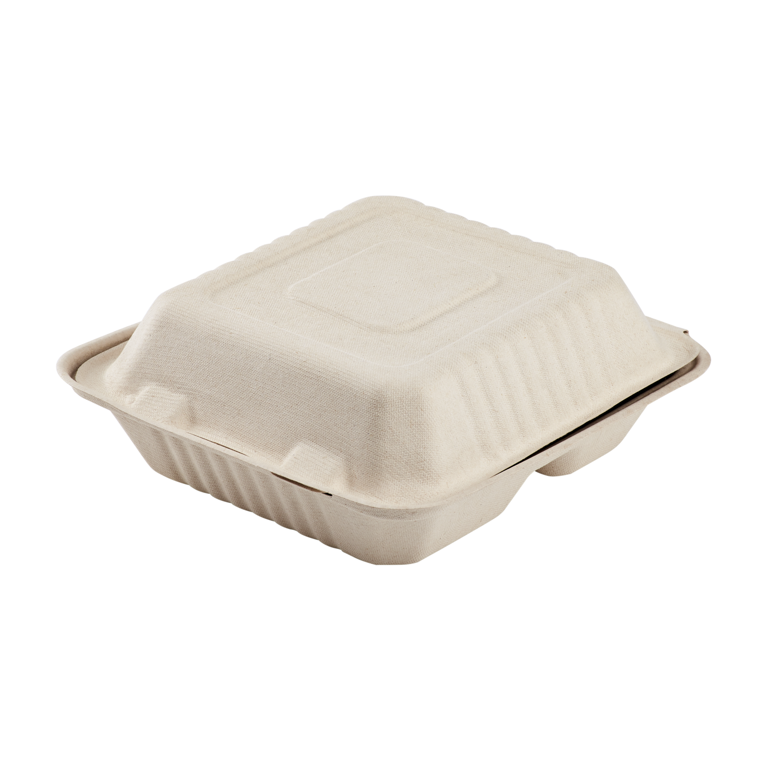 Large Biodegradable 3 Compartment Takeout Boxes - Karat Earth 8''x8'' Bagasse Hinged Containers - 200 ct-Karat