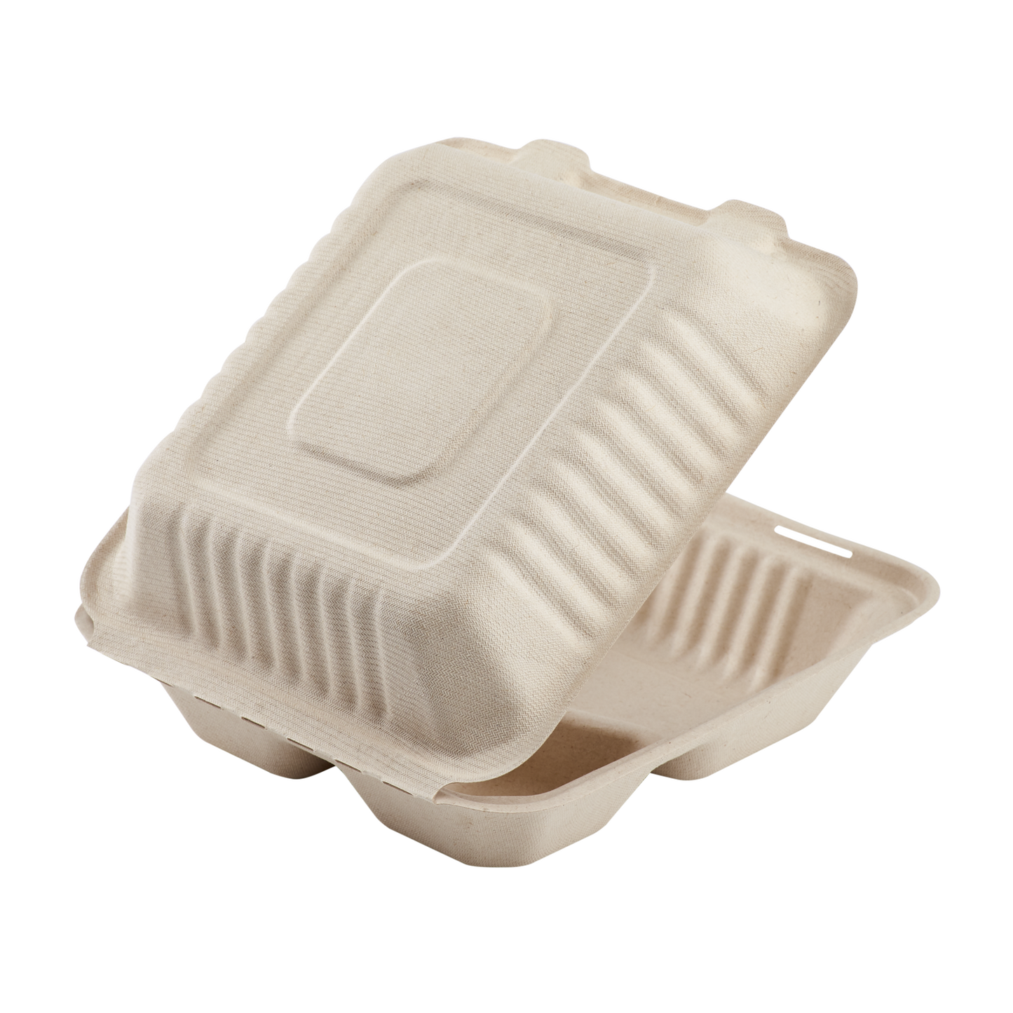 Large Biodegradable 3 Compartment Takeout Boxes - Karat Earth 8''x8'' Bagasse Hinged Containers - 200 ct-Karat