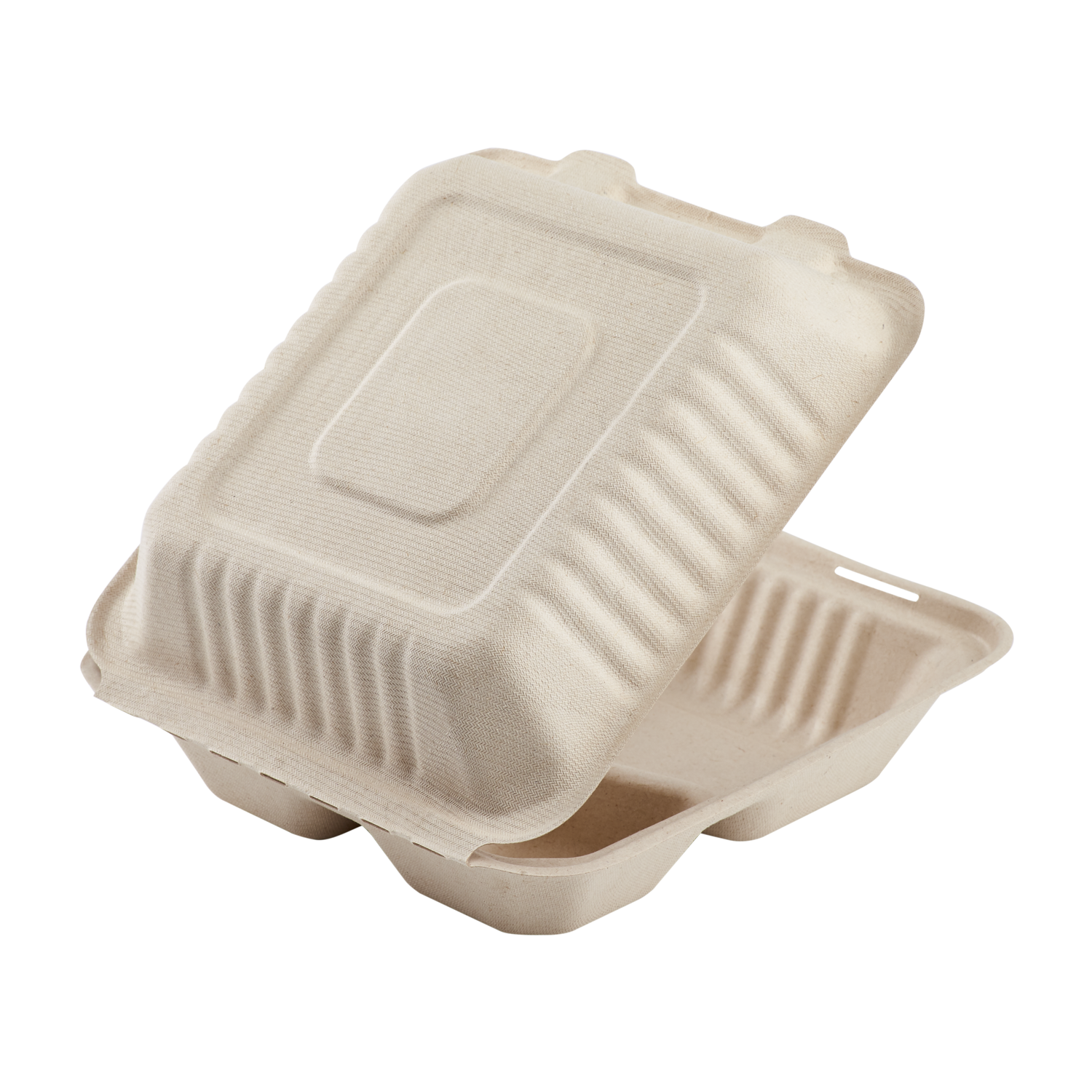 Large Biodegradable 3 Compartment Takeout Boxes - Karat Earth 8''x8'' Bagasse Hinged Containers - 200 ct-Karat