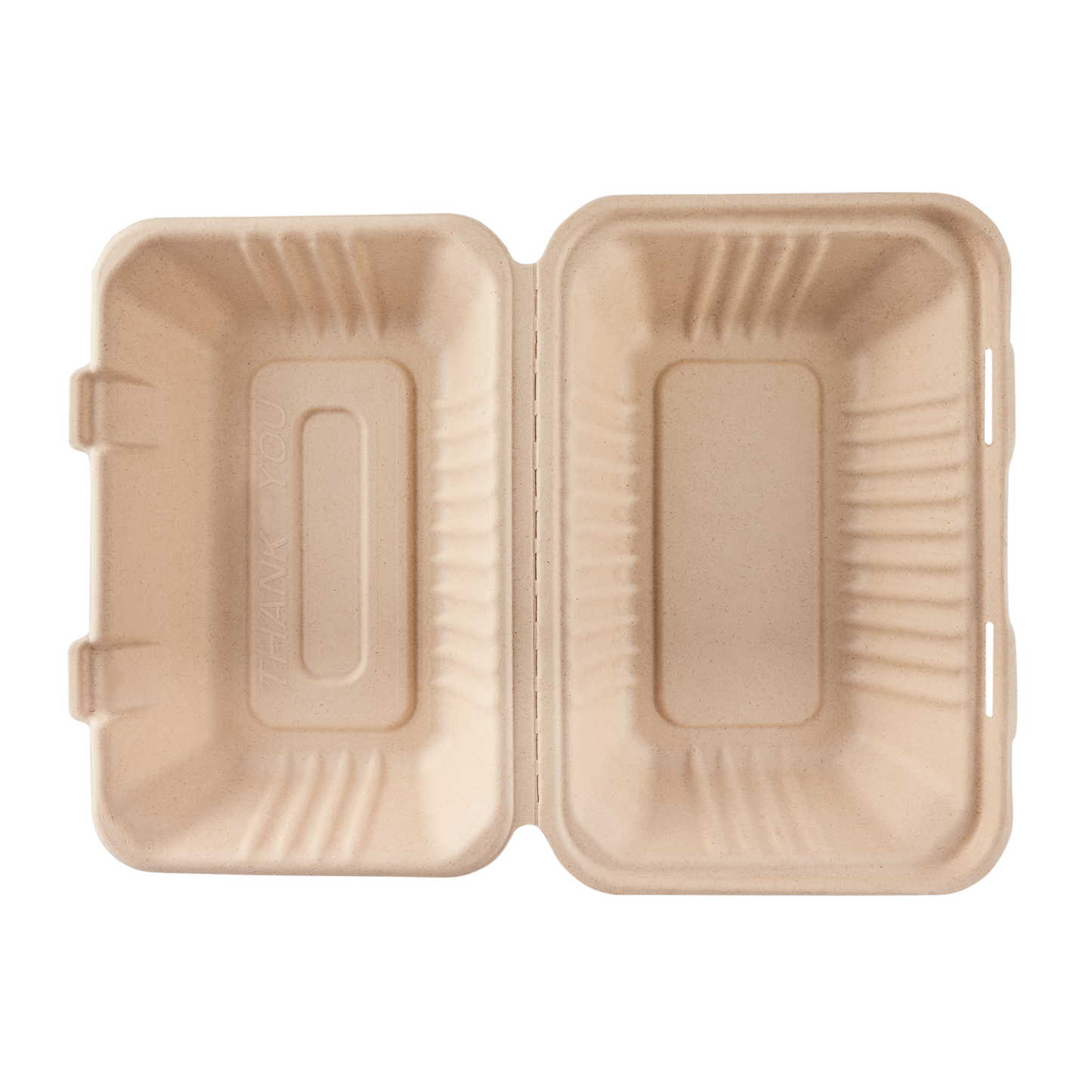 Medium Biodegradable Takeout Boxes - Karat Earth 9''x6'' Bagasse Hinged Containers - 200 ct-Karat