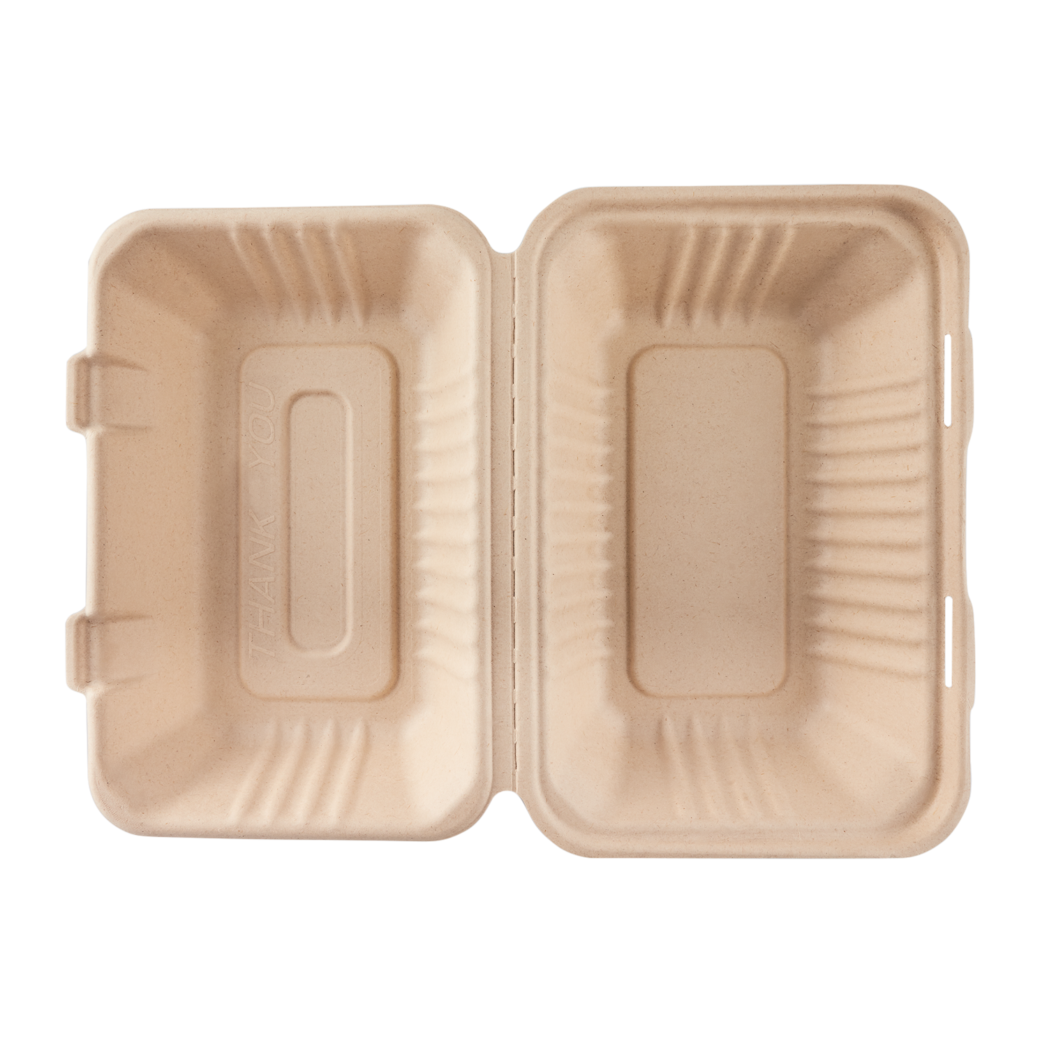 Medium Biodegradable Takeout Boxes - Karat Earth 9''x6'' Bagasse Hinged Containers - 200 ct-Karat