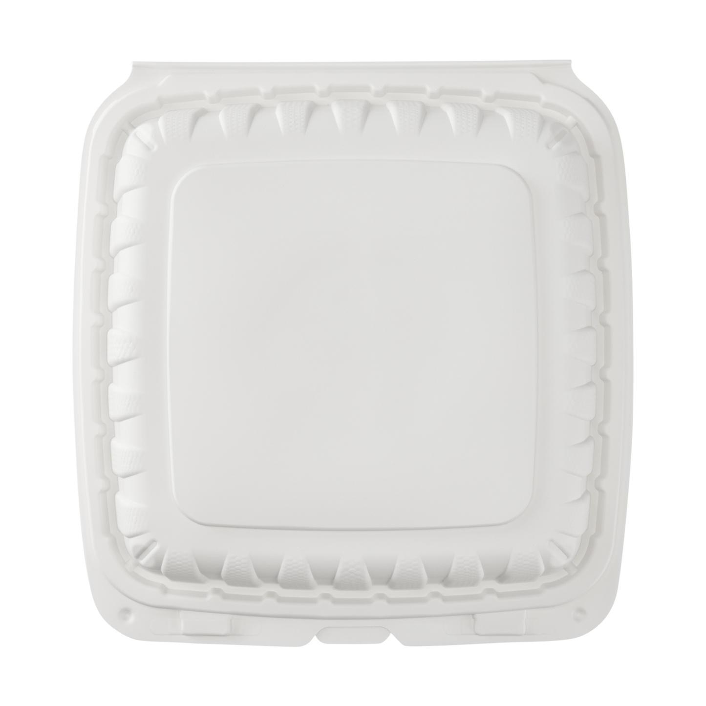 Jumbo White 3 Compartment Carry Out Boxes - 9"x9" Mineral Filled Hinged Food Containers - Karat Earth 120 ct-Karat