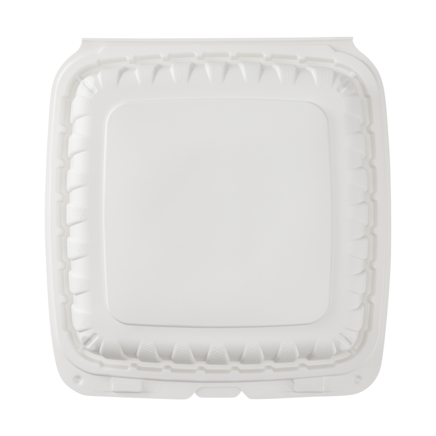 Jumbo White 3 Compartment Carry Out Boxes - 9"x9" Mineral Filled Hinged Food Containers - Karat Earth 120 ct-Karat