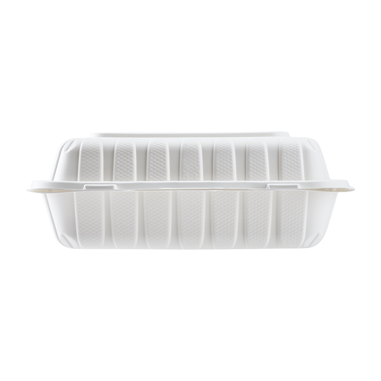 Jumbo White 3 Compartment Carry Out Boxes - 9"x9" Mineral Filled Hinged Food Containers - Karat Earth 120 ct-Karat