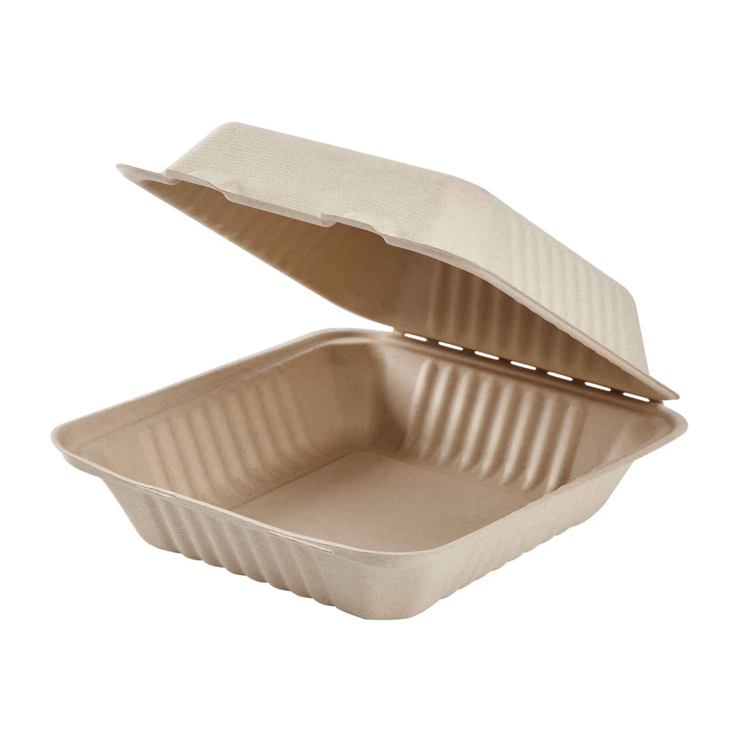 Large Biodegradable Takeout Boxes - Karat Earth 8''x8'' Compostable Bagasse Hinged Containers-Karat