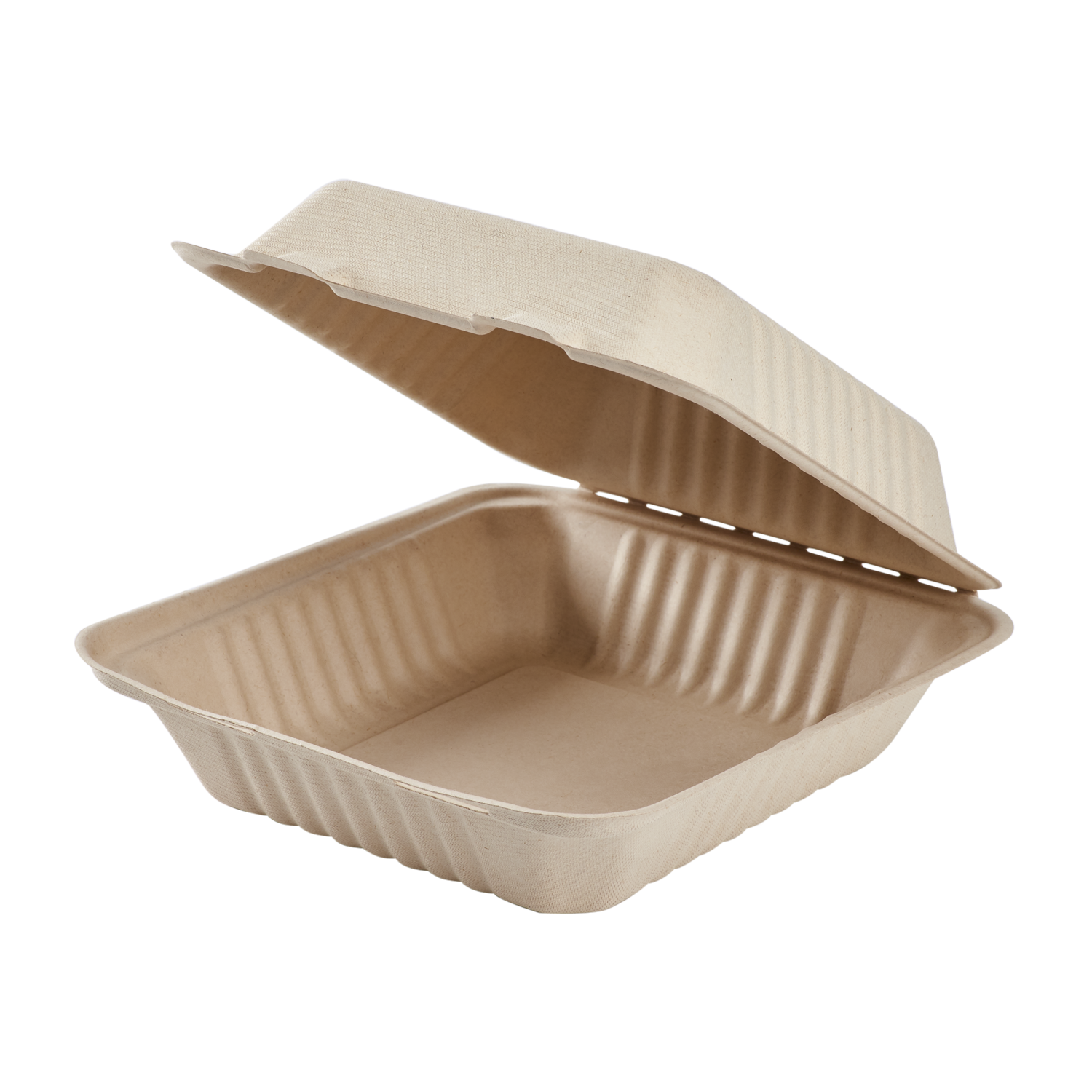 Large Biodegradable Takeout Boxes - Karat Earth 8''x8'' Compostable Bagasse Hinged Containers-Karat