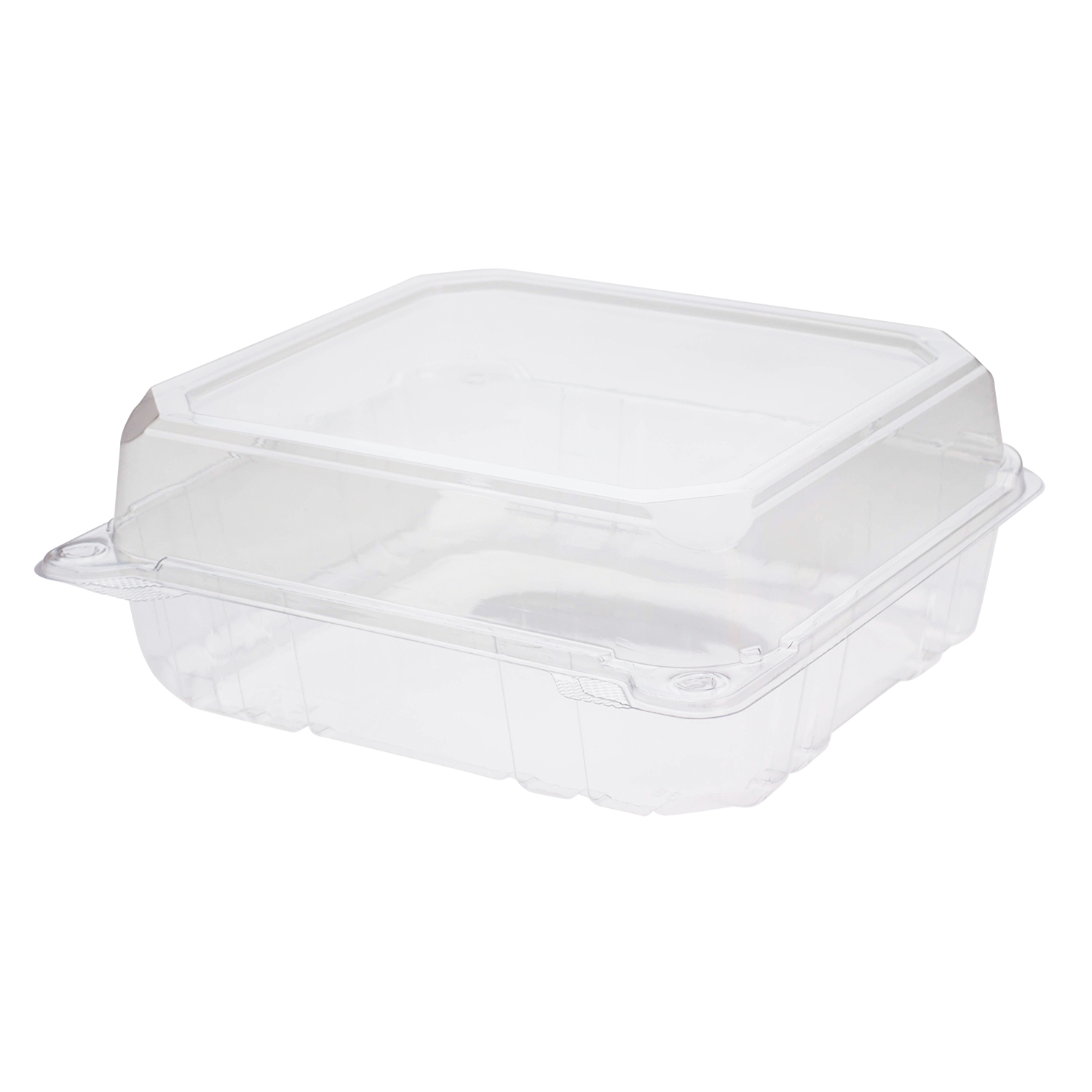 8''x8'' Hinged Containers - Large Clamshell Takeout Boxes - Karat PET Plastic - 250 count-Karat
