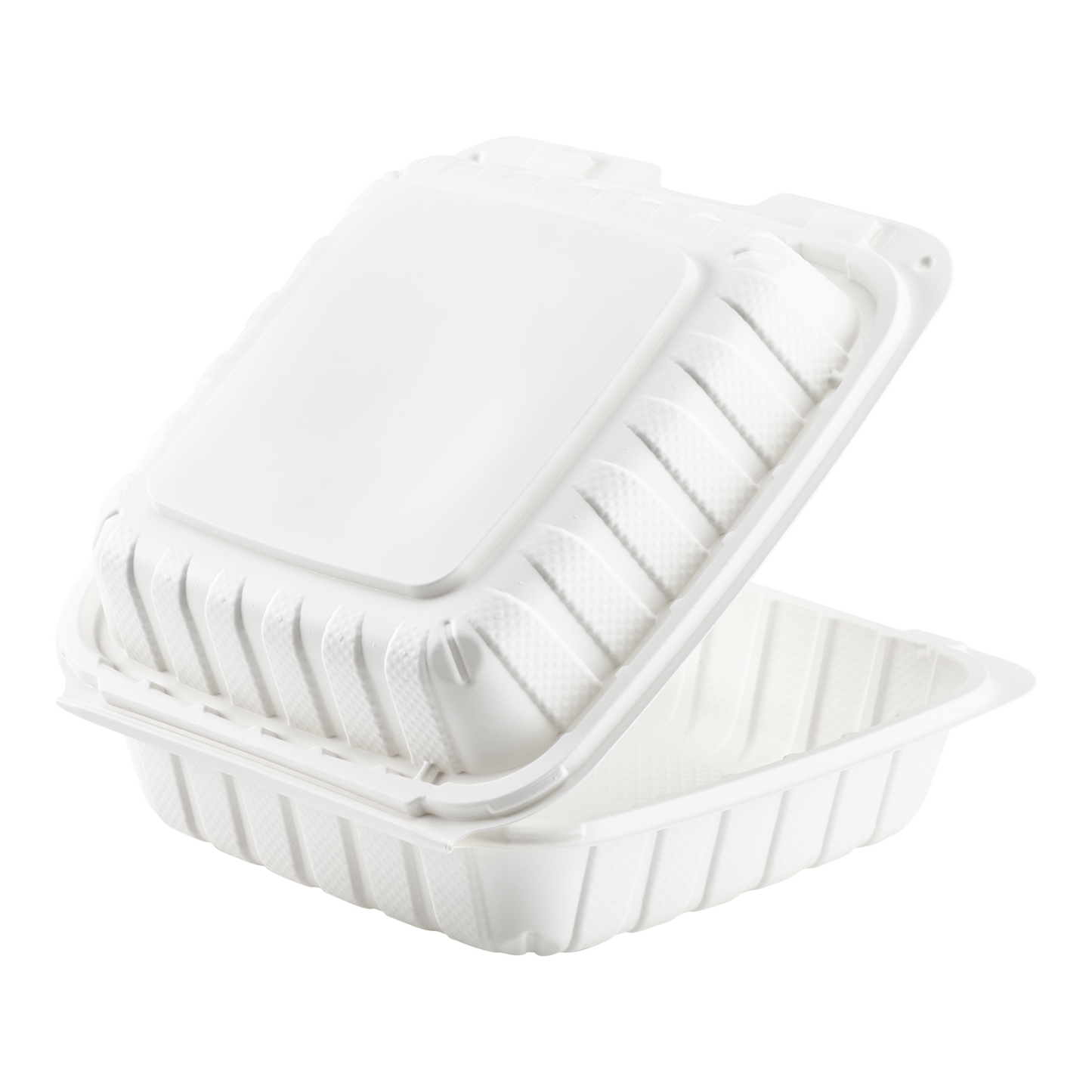 Large White Takeout Boxes - 8"x8" Mineral Filled Hinged Food Containers- Karat Earth 200 ct-Karat