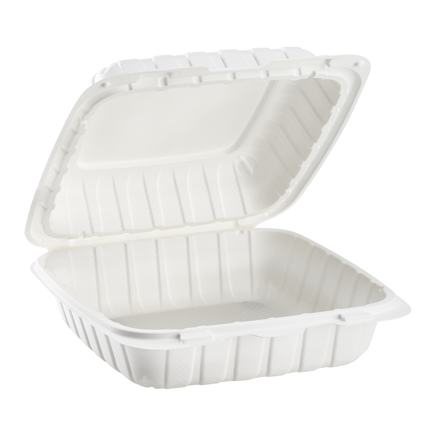 Large White Takeout Boxes - 8"x8" Mineral Filled Hinged Food Containers- Karat Earth 200 ct-Karat