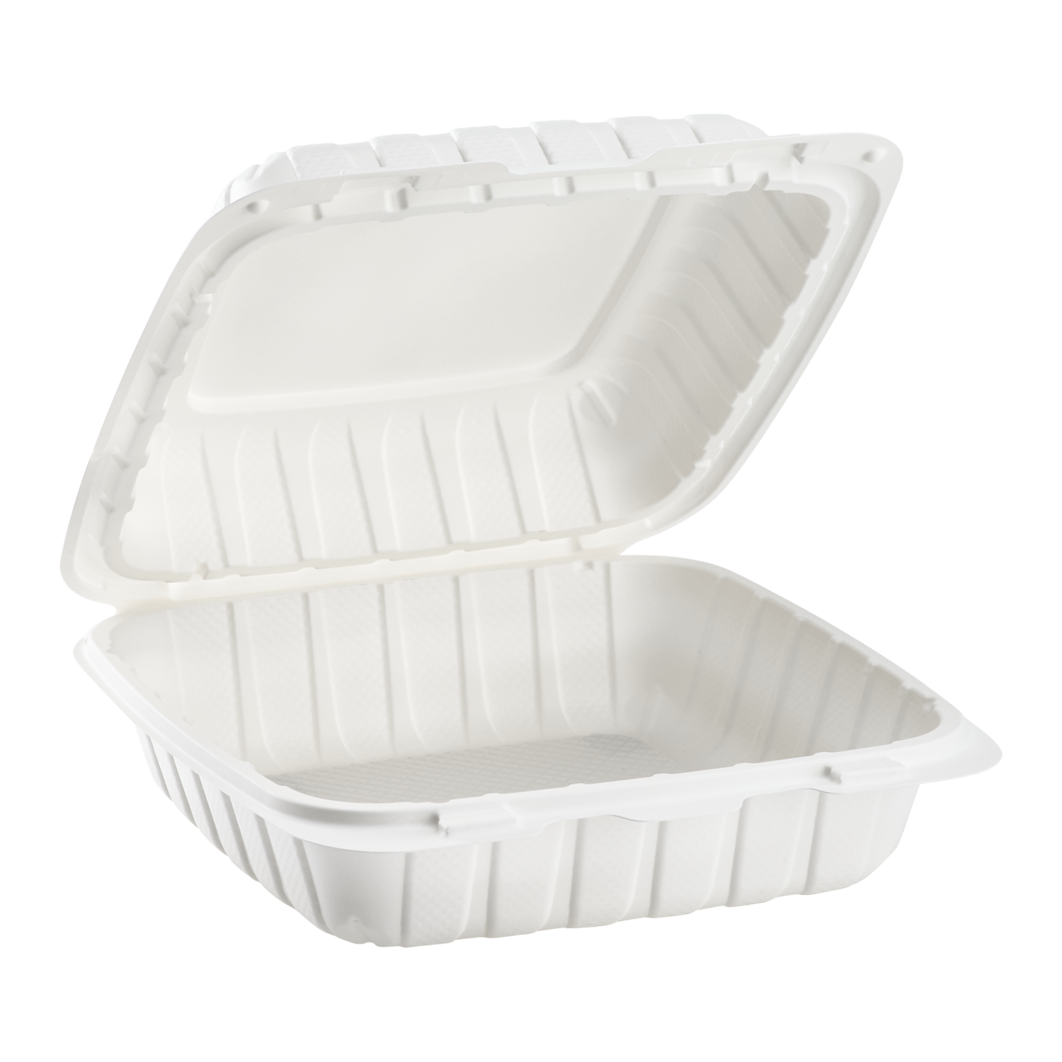 Large White Takeout Boxes - 8"x8" Mineral Filled Hinged Food Containers- Karat Earth 200 ct-Karat