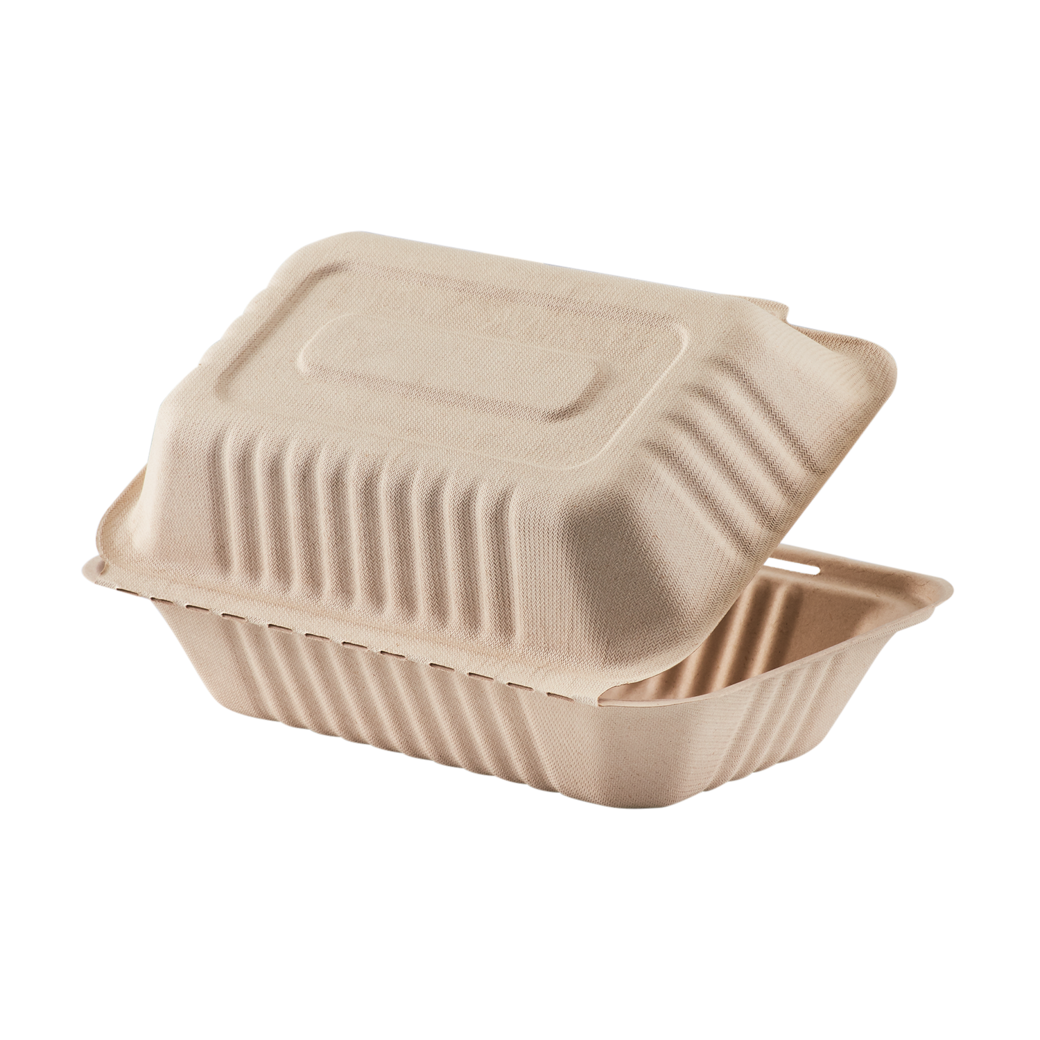 Medium Biodegradable Takeout Boxes - Karat Earth 9''x6'' Bagasse Hinged Containers - 200 ct-Karat