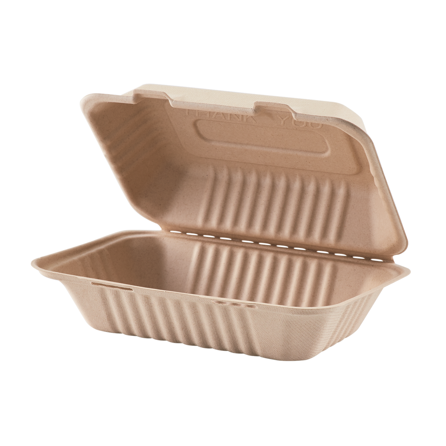 Medium Biodegradable Takeout Boxes - Karat Earth 9''x6'' Bagasse Hinged Containers - 200 ct-Karat